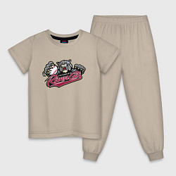 Пижама хлопковая детская Sacramento River Cats - baseball team, цвет: миндальный