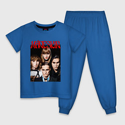 Пижама хлопковая детская MANESKIN POSTER СОСТАВ, цвет: синий
