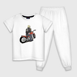 Пижама хлопковая детская Наикрутейший байкер, цвет: белый