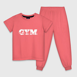 Пижама хлопковая детская GYM- образ жизни, цвет: коралловый