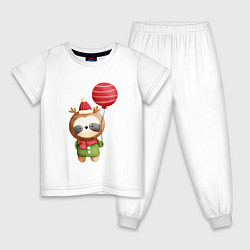 Пижама хлопковая детская Маленькая панда в костюме оленя, цвет: белый