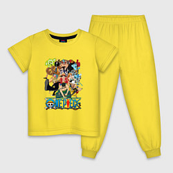 Пижама хлопковая детская Ван Пис Все мугивары, цвет: желтый