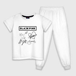 Пижама хлопковая детская BLACKPINK АВТОГРАФЫ ЧЁРНЫЙ БЛЭКПИНК, цвет: белый