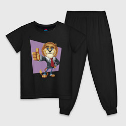Пижама хлопковая детская Lion - boss, цвет: черный