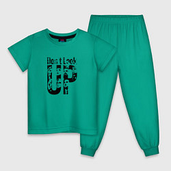 Пижама хлопковая детская Dont look up black edition, цвет: зеленый