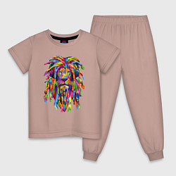 Пижама хлопковая детская Lion dreaD, цвет: пыльно-розовый