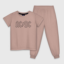Пижама хлопковая детская ACDC Logo Молния, цвет: пыльно-розовый