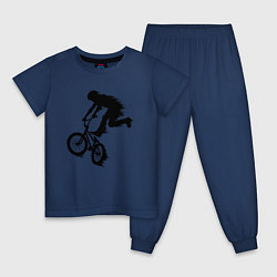 Пижама хлопковая детская ВЕЛОСПОРТ BMX Racing ВЕЛОСИПЕДИСТ, цвет: тёмно-синий