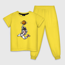 Пижама хлопковая детская Космический баскетболист, цвет: желтый
