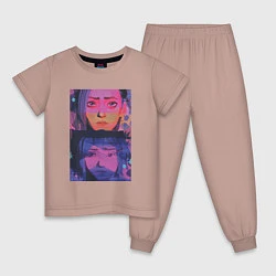 Пижама хлопковая детская Аркейн эксклюзивный дизайн 2022, цвет: пыльно-розовый