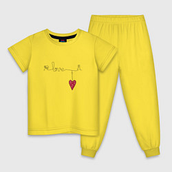Пижама хлопковая детская Love Сердечко, цвет: желтый