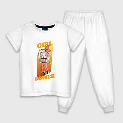 Пижама хлопковая детская Girl Power Anime, цвет: белый