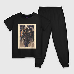 Пижама хлопковая детская Sova арт, цвет: черный