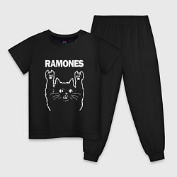Пижама хлопковая детская RAMONES, РАМОНЕС, цвет: черный