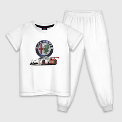 Пижама хлопковая детская Alfa Romeo - motorsport, цвет: белый