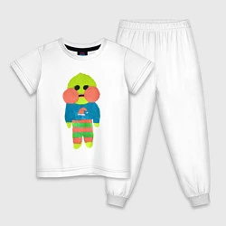 Пижама хлопковая детская Бумажный Лалафанфан, цвет: белый