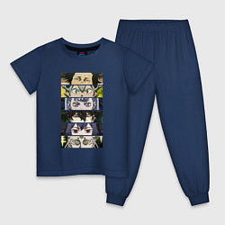 Пижама хлопковая детская Чнерный Клевер Black Clover, персонажи, цвет: тёмно-синий