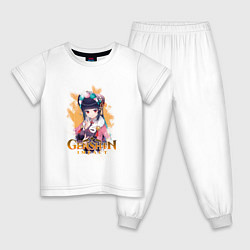 Пижама хлопковая детская Юнь Цзинь Yun Jin, Genshin Impact Геншин импакт, цвет: белый