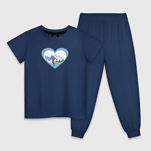 Детская пижама Сноубординг В Сердце! / Тёмно-синий – фото 1
