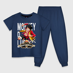 Пижама хлопковая детская One Piece Monkey Большой Куш Манки, цвет: тёмно-синий