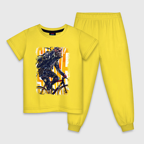 Детская пижама Биг Босс на велосипеде / Желтый – фото 1