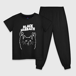 Пижама хлопковая детская Black Sabbath Рок кот, цвет: черный