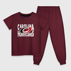 Пижама хлопковая детская Каролина Харрикейнз, Carolina Hurricanes, цвет: меланж-бордовый