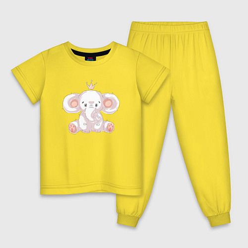 Детская пижама Слоненок с короной / Желтый – фото 1