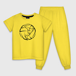 Пижама хлопковая детская Волейболист волейбольный мяч, цвет: желтый
