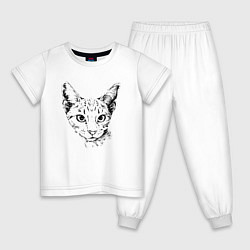 Пижама хлопковая детская Clever cat, цвет: белый