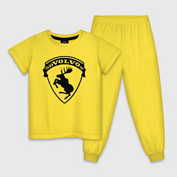 Пижама хлопковая детская VOLVO логотип чёрный, цвет: желтый