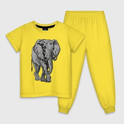 Пижама хлопковая детская Огромный могучий слон, цвет: желтый