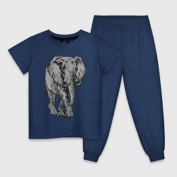 Пижама хлопковая детская Огромный могучий слон, цвет: тёмно-синий