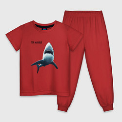 Пижама хлопковая детская Акула - топ менеджер, цвет: красный