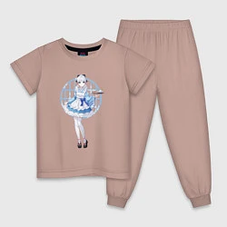 Пижама хлопковая детская Официантка Аяка, цвет: пыльно-розовый