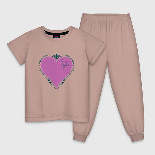 Детская пижама Розовое сердце ! / Пыльно-розовый – фото 1
