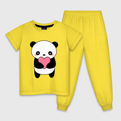 Пижама хлопковая детская КАВАЙНЫЙ ПАНДА KAWAII PANDA, цвет: желтый