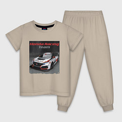 Пижама хлопковая детская Honda Motorsport Racing Team, цвет: миндальный