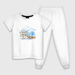 Пижама хлопковая детская Италия Рим, цвет: белый