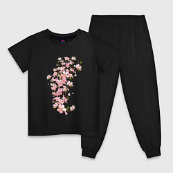 Пижама хлопковая детская Весна Цветущая сакура Japan, цвет: черный