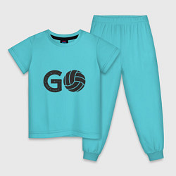 Пижама хлопковая детская Go Volleyball, цвет: бирюзовый