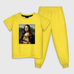 Пижама хлопковая детская Shiba Inu Mona Lisa, цвет: желтый