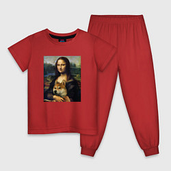 Пижама хлопковая детская Shiba Inu Mona Lisa, цвет: красный