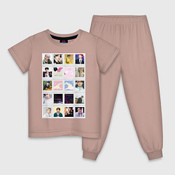 Пижама хлопковая детская BTS & ARMY together forever Вместе навсегда, цвет: пыльно-розовый