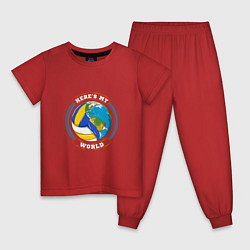 Пижама хлопковая детская World - Volleyball, цвет: красный