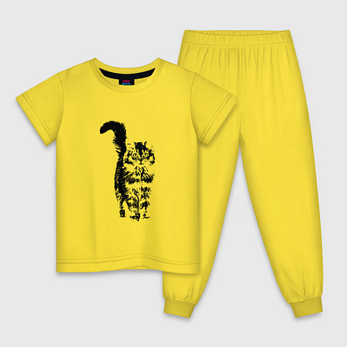 Детская пижама КОШКА С ПУШИСТЫМ ХВОСТОМ / Желтый – фото 1