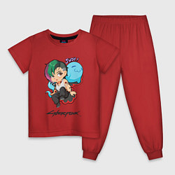 Пижама хлопковая детская Cyberpunk 2077 Judy Киберпанк Джуди, цвет: красный