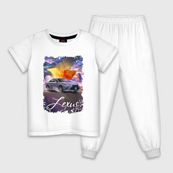 Пижама хлопковая детская Dino & Lexus Colobaration, цвет: белый