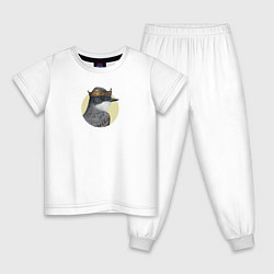 Пижама хлопковая детская Королевский тиранн, цвет: белый