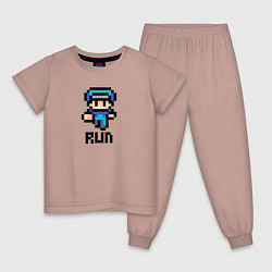 Пижама хлопковая детская Police officer Run, цвет: пыльно-розовый